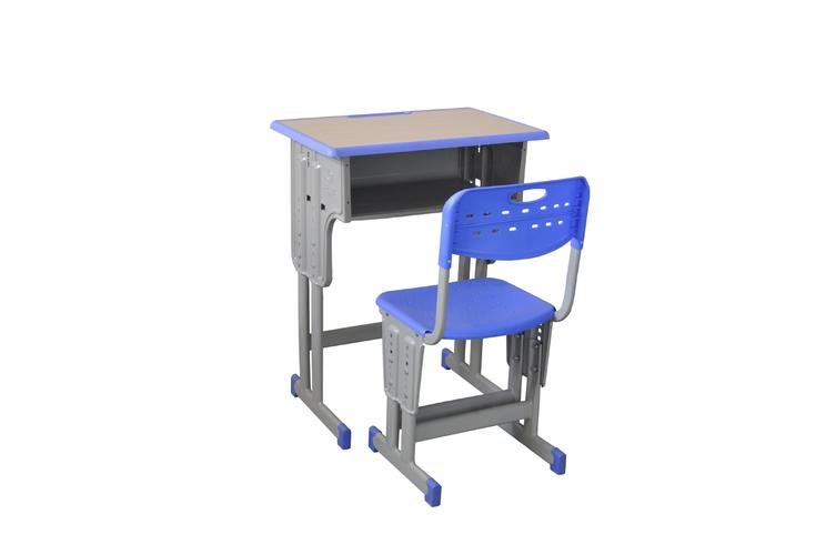 厂家供应优质注塑包边双柱单层升降课桌椅学生塑料靠背椅学习桌椅